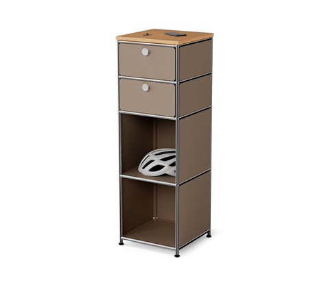 Tchibo - Schmale Kommode Metall »Cn3« mit Holzplatte und 2 Schubladen - taupe
