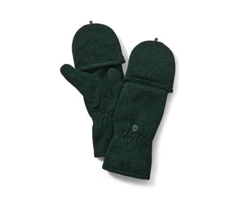 Tchibo - Strickfleece-Klappfäustlinge - Herren - Gr. 6,5 - dunkelgrün