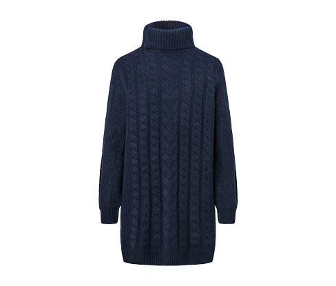 Tchibo - Langer Strickpullover mit Zopfmuster - Damen - Gr. XL - dunkelblau