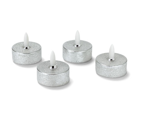 Tchibo - 4 LED-Echtwachs-Teelichter - silber