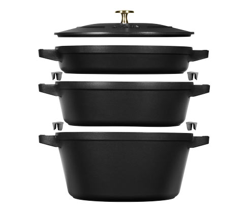 Staub Gusseisen-Kochtopf-Set - silber