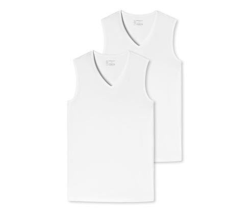 2 Schiesser Tanktops mit Bio-Baumwolle - Herren - Gr. L/6 - weiß