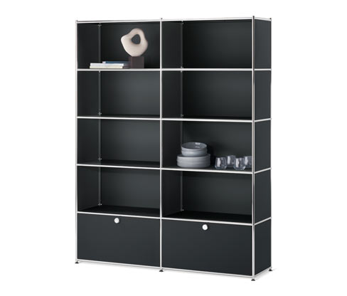 Tchibo - Regal »Cn3« mit 2 Klappen - 152x40x194,5cm - schwarz - Stahl / Aluminium / Kunststoff