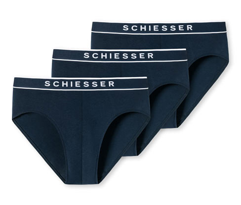 3 Schiesser Rio-Slips mit Bio-Baumwolle - Herren - Gr. M/5 - dunkelblau