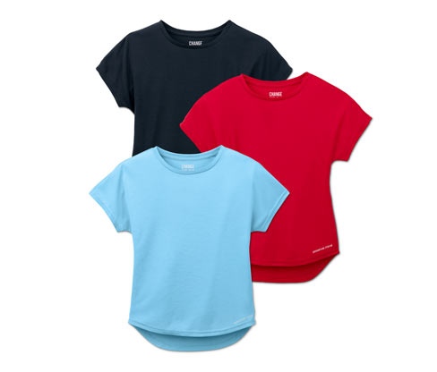 Tchibo - 3 Mädchen-Funktionsshirts mit recyceltem Material - Mädchen - Gr. 122/128 - dunkelblau