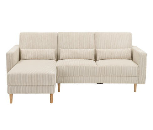 Tchibo - Federkern Eck-Schlafsofa »Jenna« - 223x152x93cm - creme - Polyester / Buchenholz / Holz