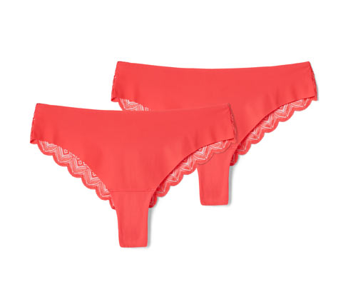 Tchibo - 2 Magic-Cut-Braziltangas - Damen - Gr. XS - rot