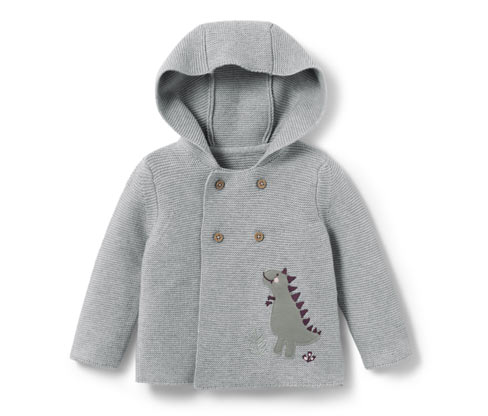 Tchibo - Baby-Strickjacke mit Applikation - Newborn - Gr. 50/56 - grau