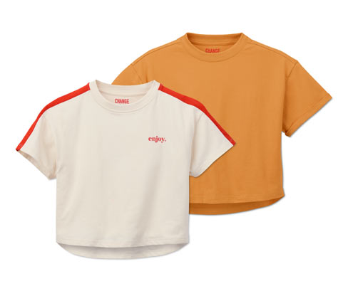 Tchibo - 2 Cropped-T-Shirts - Mädchen - Gr. 146/152 - orange