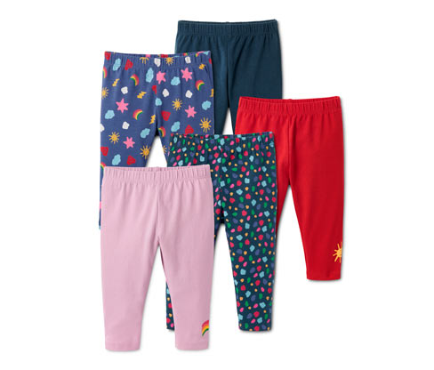 Tchibo - 5 Jersey-Leggings aus Bio-Baumwolle - Baby - Gr. 74/80 - dunkelblau/print