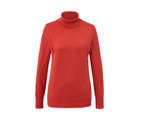 Tchibo - Feinstrick-Rollkragenpullover - Damen - Gr. M - rostrot