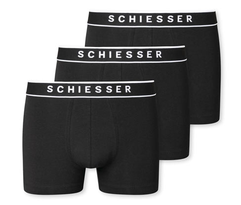 3 Schiesser Shorts mit Bio-Baumwolle - Herren - Gr. L/6 - schwarz