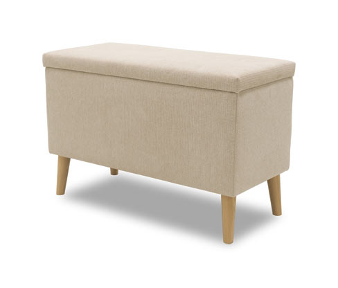 Domo collection Hocker mit Staufach - 91x91x58cm - beige - Polyester / Polyamid / Holz