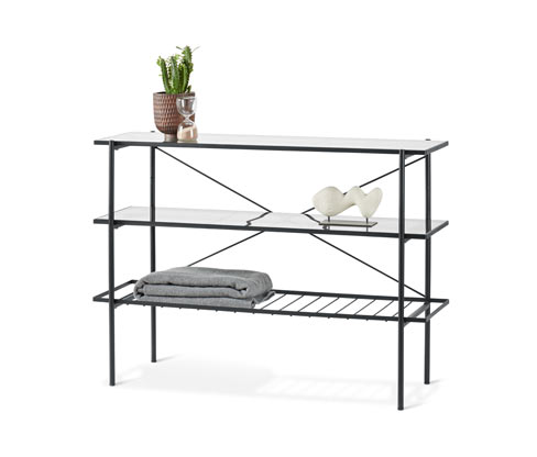 Tchibo - Konsole - 120x39,5x85cm - schwarz - Stahl / Glas / Glas