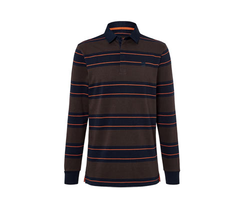 Tchibo - Langarm-Poloshirt - Herren - Gr. M - orange/gestreift