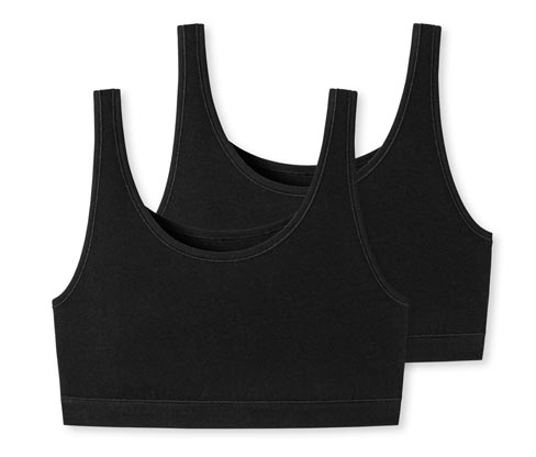2 Schiesser Bustiers mit Bio-Baumwolle - Damen - Gr. 36 - schwarz