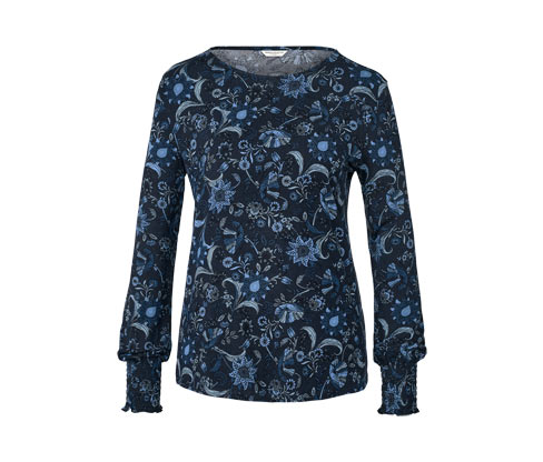 Tchibo - Bedrucktes Blusenshirt - Damen - Gr. S - dunkelblau/print