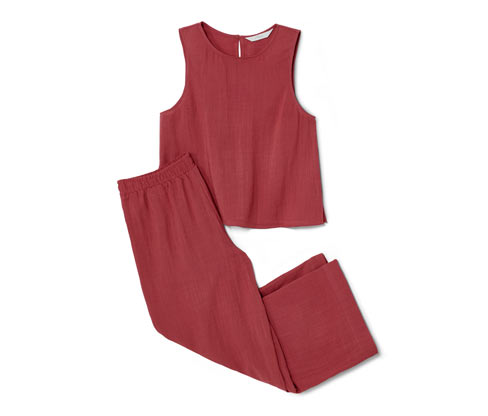 Tchibo - Pyjama in 7/8-Länge - Damen - Gr. 42 - rot