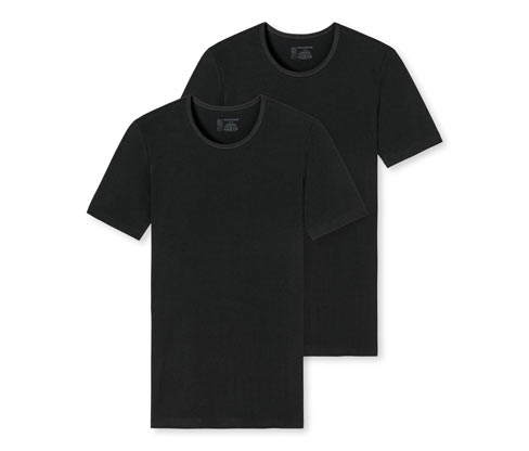 2 Schiesser T-Shirts mit Bio-Baumwolle - Herren - Gr. L/6 - schwarz