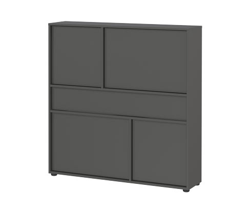 Tchibo - Ameca Mehrzweckschrank mit 4 Türen und einer Schublade - 110x25x107cm - grau - Holz