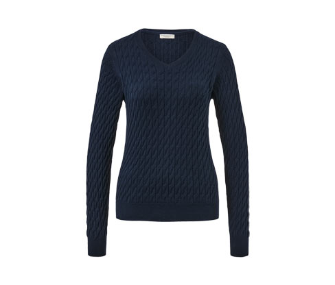 Tchibo - Zopfstrickpullover - Damen - Gr. L - dunkelblau