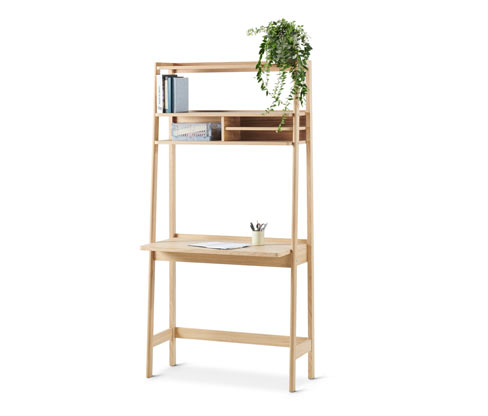 Tchibo - Regal mit Sekretär - 90x46x180cm - braun - Holz / Echtholzfurnier / Buchenholz