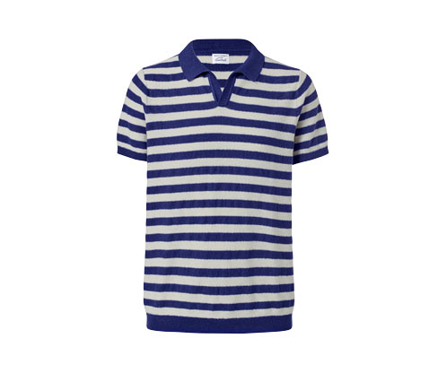 Tchibo - Leinen-Poloshirt - Herren - Gr. M - dunkelblau/gestreift