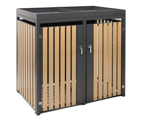 Tchibo - Mülltonnenbox mit Blumenkasten - 134x84x124cm - anthrazit - Stahl