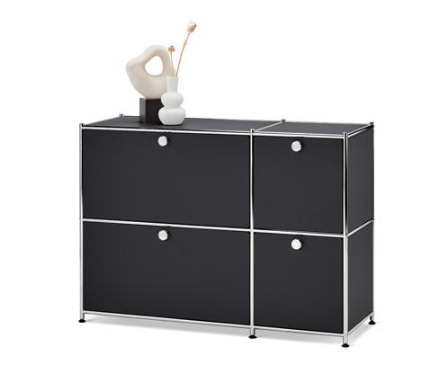 Tchibo - Sideboard »Cn3« mit 4 Klappen - 115,5x40x82,5cm - schwarz - Stahl / Aluminium / Kunststoff