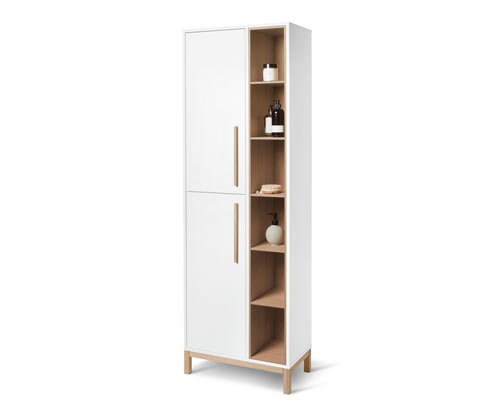 Tchibo - Bad-Hochschrank »Eklund« mit Seitenfach - 62,5x35x190cm - braun - Holz / Eichenholz