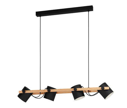 Eglo 4er-Pendelleuchte »Hornwood« - 110x18x110cm - schwarz - Holz / Stahl / Stahl