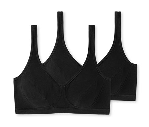 2 Schiesser Bustiers mit Cups und Bio-Baumwolle - Damen - Gr. 80B - schwarz