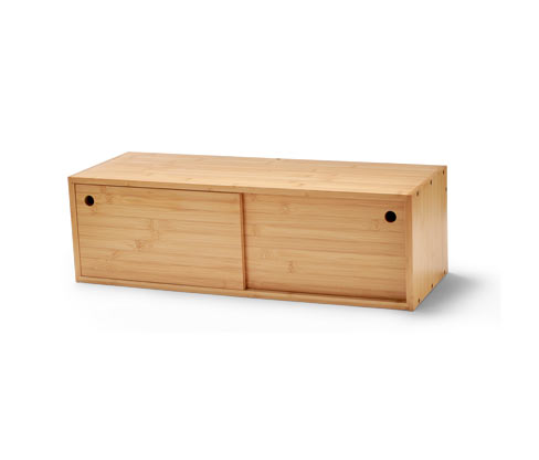 Tchibo - Wandregal mit Schiebetüren - 64,5x23,5x20cm - naturfarben - Bambusholz