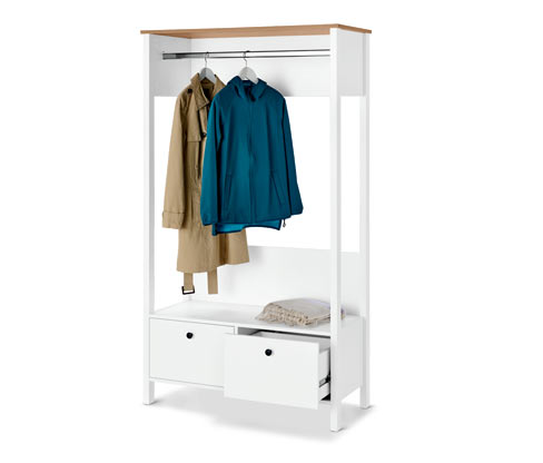 Tchibo - Garderobe mit großen Schubladen - 100x45x180cm - schwarz - Holz / Metall / Metall