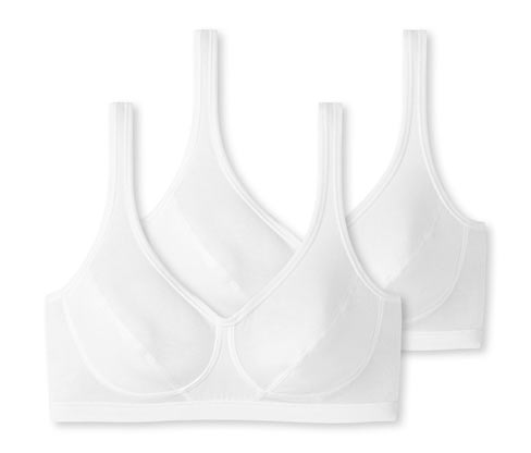 2 Schiesser Bustiers mit Cups und Bio-Baumwolle - Damen - Gr. 75A - weiß