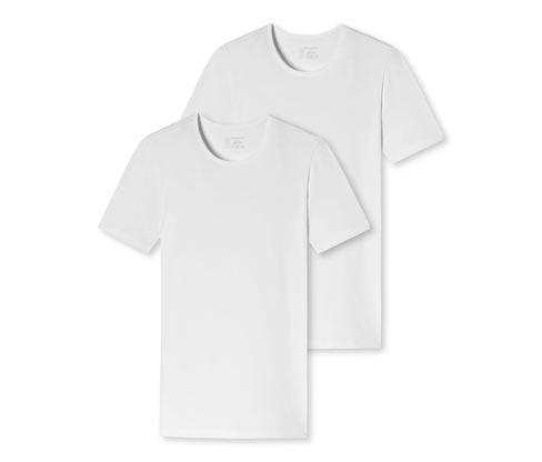 2 Schiesser T-Shirts mit Bio-Baumwolle - Herren - Gr. L/6 - weiß
