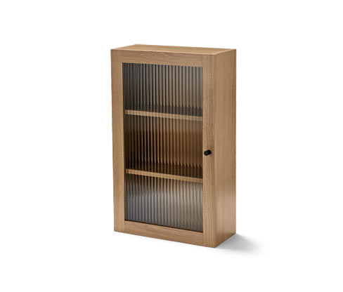 Tchibo - Wandschrank mit Riffelglastür - 38x16,5x62,5cm - braun - Glas / Glas