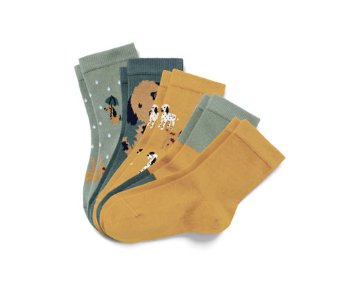 Tchibo - 5 Paar Kinder-Socken - Gr. 27-30 - dunkelgrün/jacquard