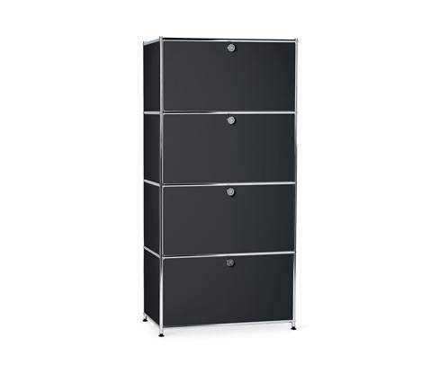 Tchibo - Highboard Metall »Cn3« mit 4 Klappenfächern - 77x40x158,5cm - schwarz - Stahl / Aluminium / Kunststoff