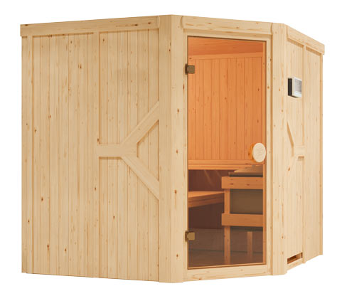 Karibu-Sauna »Brianna« mit Eckeinstieg - braun
