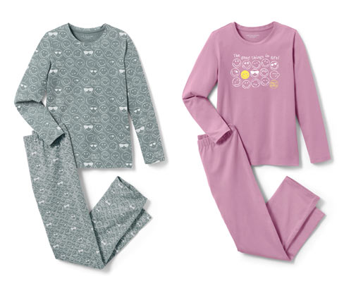 Tchibo - 2 Kinder-Pyjamas »Smiley« - Mädchen - Gr. 122/128 - violett/print