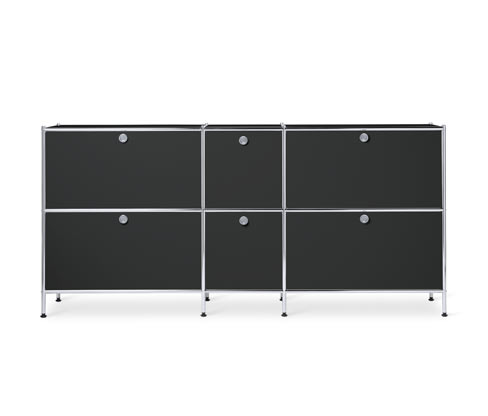 Tchibo - Sideboard Metall »Cn3« groß mit 6 Klappenfächern - 190x40x89,5cm - schwarz - Stahl / Aluminium / Kunststoff