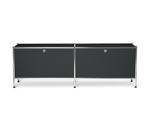 Tchibo - Lowboard Metall »Cn3« mit Klappenfächern - 152x40x51,5cm - schwarz - Stahl / Aluminium / Kunststoff