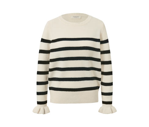 Tchibo - Strickpullover mit Rüschendetail - Damen - Gr. M - creme