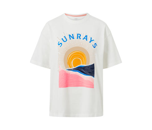 Tchibo - T-Shirt mit Print - Damen - Gr. S - offwhite
