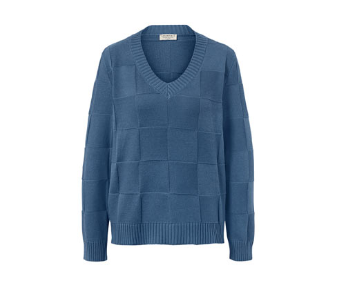 Tchibo - Pullover mit Karostruktur - Damen - Gr. M - blau