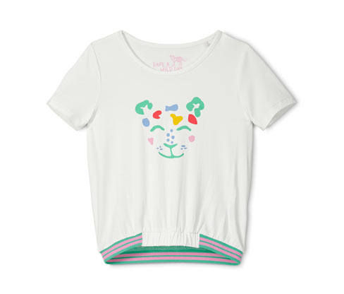 Tchibo - T-Shirt in Schlupfform - Mädchen - Gr. 110/116 - beige/print