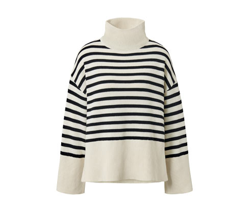 Tchibo - Strickpullover mit Wolle - Damen - Gr. L - creme/gestreift