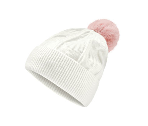 Tchibo - Strickmütze mit Bommel - creme