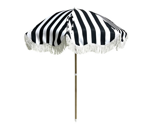 Leco Strand-Sonnenschirm - 125x11x11cm - schwarz - Polyester / Aluminium / Fiberglas